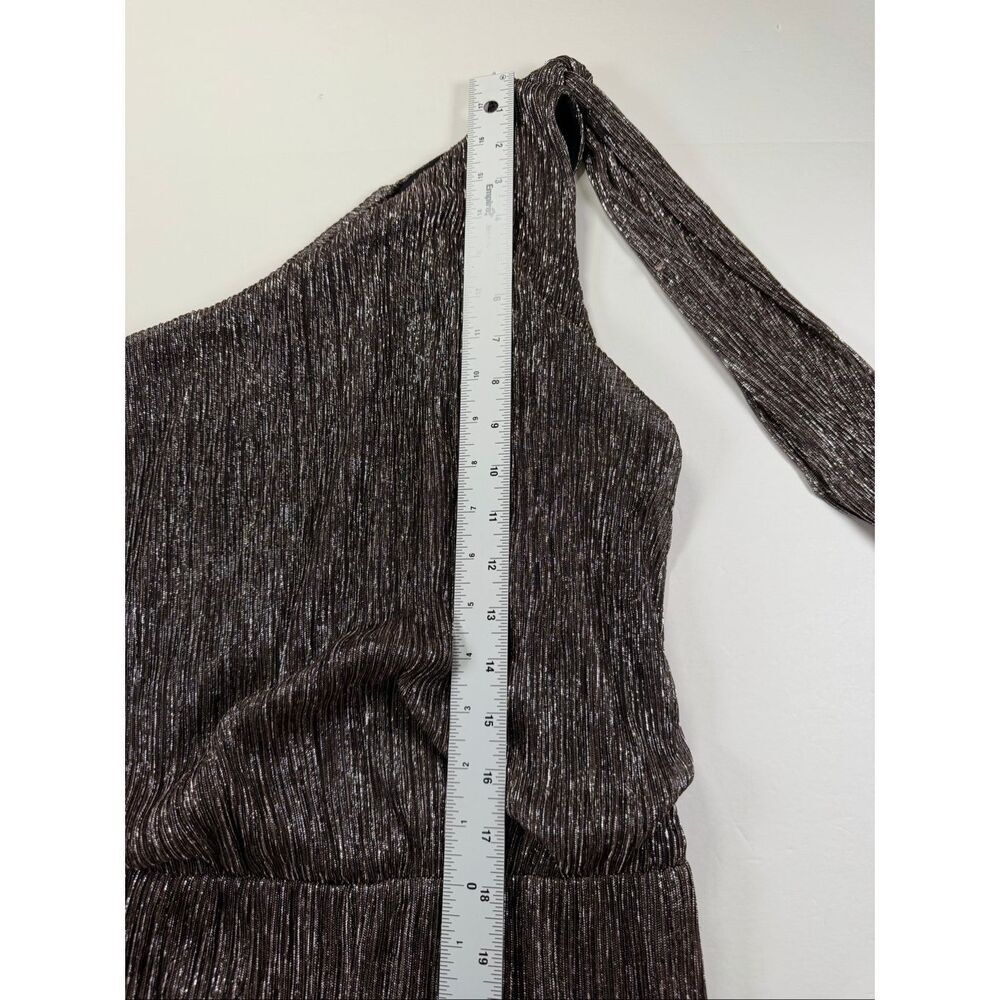1.STATE Womens Metallic One Shoulder Jumpsuit Wide Leg Bronze Evening Size Large - Picture 8 of 13